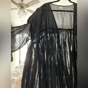 NWOT Meg By Design Black Cotton Organza (Sheer) Opera Coat. One Size
